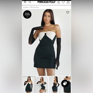 Princess Polly KESY BOW TIE MINI DRESS BLACK